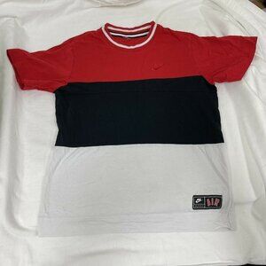 Nike Air Red Black Georgia Boys Large  T-Shirt Colorblock Embroidered Logo